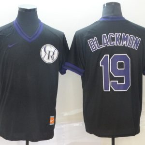 Men's Colorado Rockies #19 Blackmon Black Thowback Mens Jersey