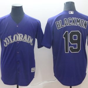 Men's Colorado Rockies #19 Blackmon Purple Game Stitched MLB Jersey