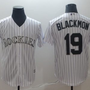 Men's Colorado Rockies #19 Blackmon White Game Stitched MLB Jersey