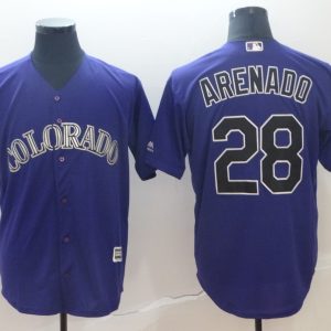 Men's Colorado Rockies #28 Nolan Arenado Purple Game Stitched MLB Jersey