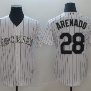 Men's Colorado Rockies #28 Nolan Arenado White Game Stitched MLB Jersey