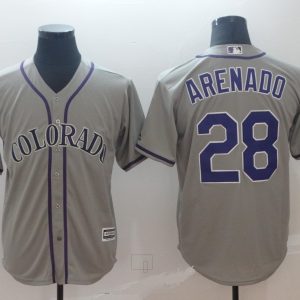 Rockies #28 Nolan Arenado Grey Cool Base Stitched MLB Jersey