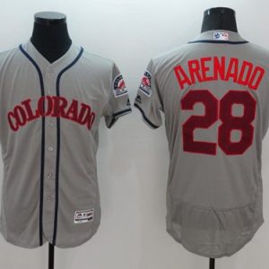 Rockies #28 Nolan Arenado Grey Fashion Stars & Stripes Flexbase Authentic Stitched MLB Jersey