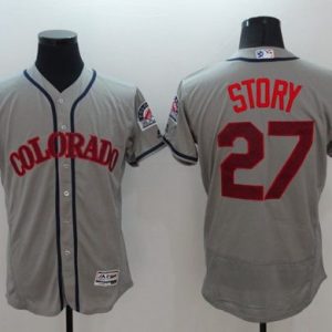 Rockies #27 Trevor Story Grey Fashion Stars & Stripes Flexbase Authentic Stitched MLB Jersey