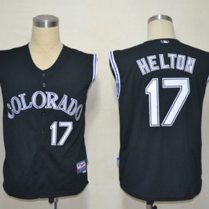 MLB Colorado Rockies #17 Helton Short Sleeves Jersey - Black