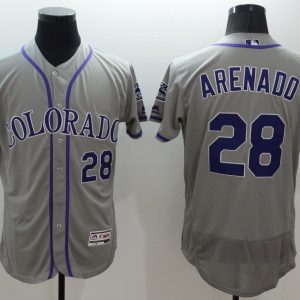 Majestics MLB Colorado Rockies #28 Arenado Grey Jersey