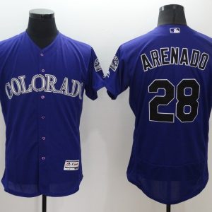 Majestics MLB Colorado Rockies #28 Arenado Purple Jersey