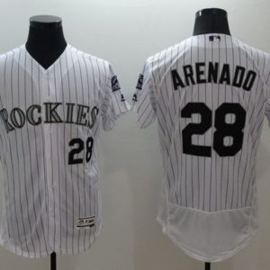 MLB Colorado Rockies #28 Arenado White Pinstripe Elite Jersey