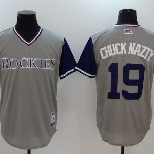 MLB Colorado Rockies #19 Chunk Nazty All Rise Grey Pullover New Jersey