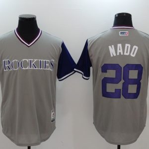 MLB Colorado Rockies #28 Nado All Rise Grey Pullover New Jersey
