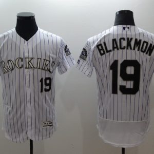 MLB Colorado Rockies #19 Blackmon White Elite Jersey