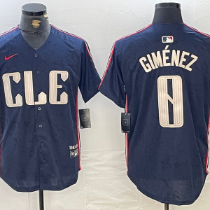 Men's Cleveland Guardians #0 Andr??s Gim??nez Navy 2024 City Connect Limited Stitched Jersey