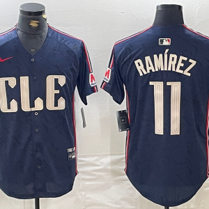 Men's Cleveland Guardians #11 Jos?? Ram??rez Navy 2024 City Connect Limited Stitched Jersey
