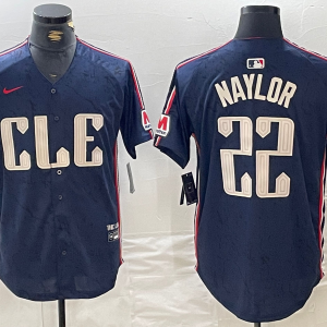Men's Cleveland Guardians #22 Josh Naylor Navy 2024 City Connect Limited Stitched Jersey