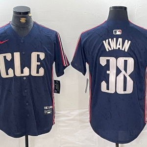 Men's Cleveland Guardians #38 Steven Kwan Navy 2024 City Connect Limited Stitched Jersey