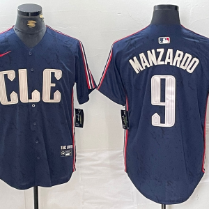 Men's Cleveland Guardians #9 Kyle Manzardo Navy 2024 City Connect Limited Stitched Jersey