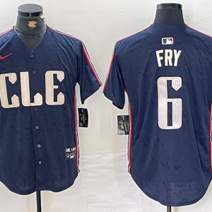 Men's Cleveland Guardians #6 David Fry Navy 2024 City Connect Limited Stitched Jersey