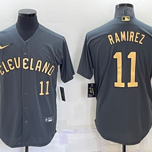MLB Cleveland Guardians #11 Jos?? Ram??rez Charcoal 2022 All-Star Jersey