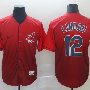 MLB Cleveland Indians #12 Lindor Fadeaway Men Jersey