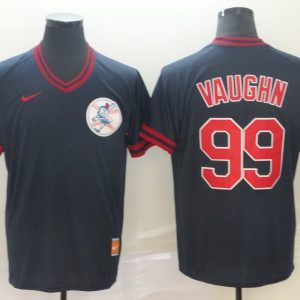 MLB Cleveland Indians #99 Ricky Vaughn Navy Blue Throwback Mens Jersey