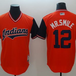 Men's Cleveland Indians #12 Mr. Smile Yadi Mejestic Red 2018 Players' Weekend Flex Base Jersey