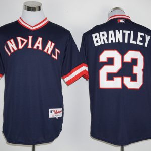 Majestics MLB Cleveland Indians #23 Brantley Blue Pullover Jersey