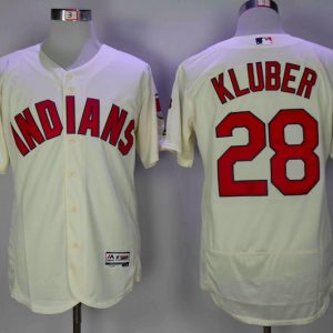 MLB Cleveland Indians #28 Kluber Cream Elite Jersey