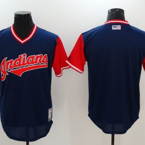 MLB Cleveland Indians Blank All Rise D.Blue Pullover Jersey