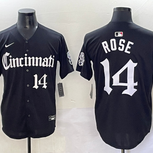 MLB Cincinnati Reds #14 Pete Rose Black Stitched Baseball Jersey