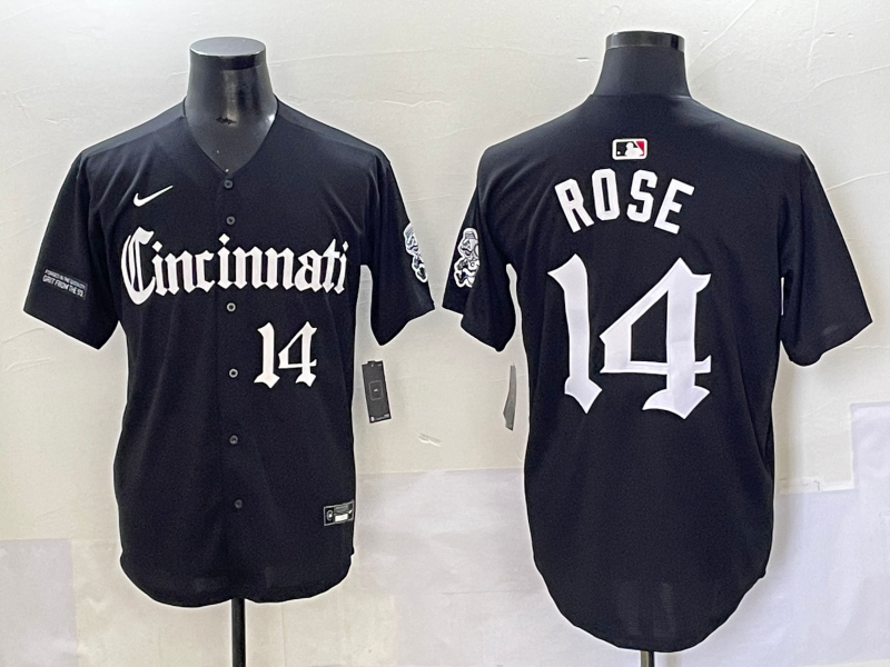 MLB Cincinnati Reds #14 Pete Rose Black Stitched Baseball Jersey