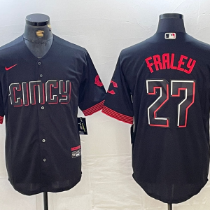 MLB Cincinnati Reds #27 Fraley Black 2023 City Connect Stitched Jersey