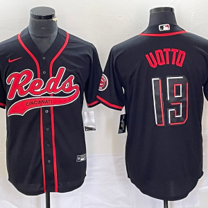Men's Cincinnati Reds #19 Joey Votto Black 2023 City Connect Cool Base Jersey