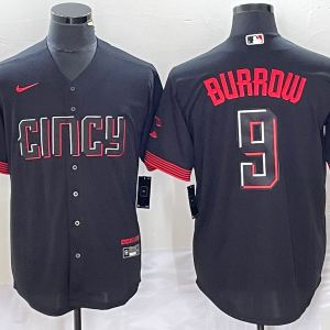 MLB Cincinnati Reds #9 Burrow Black 2023 City Connect Stitched Jersey