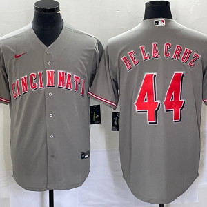 MLB Cincinnati Reds #44 Elly De La Cruz Grey Cool Base Stitched Baseball Jersey