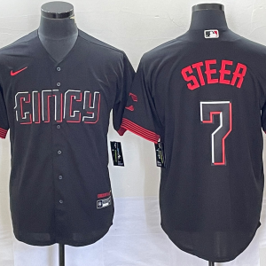 MLB Cincinnati Reds #7 Steer Black 2023 City Connect Stitched Jersey