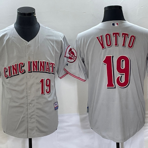 MLB Cincinnati Reds #19 Joey Votto Grey Cool Base Stitched Baseball Jersey