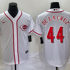 MLB Cincinnati Reds #44 Elly De La Cruz White Cool Base Stitched Baseball Jersey