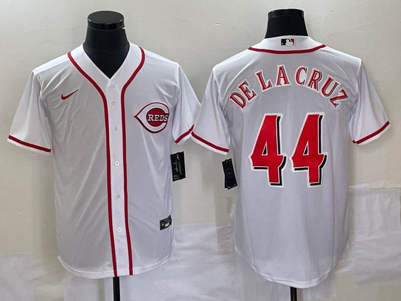 MLB Cincinnati Reds #44 Elly De La Cruz White Cool Base Stitched Baseball Jersey