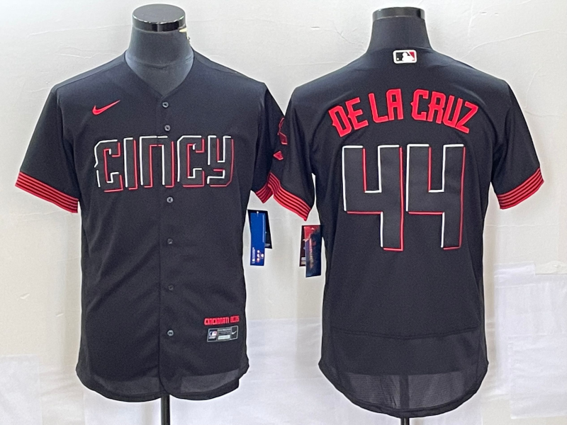 MLB Cincinnati Reds #44 Elly De La Cruz Black 2023 City Connect Flex Base Stitched Jersey