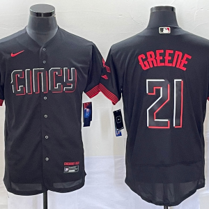 MLB Cincinnati Reds #21 Hunter Greene Black 2023 City Connect Flex Base Stitched Jersey