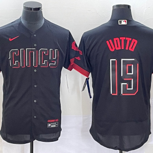 MLB Cincinnati Reds #19 Joey Votto Black 2023 City Connect Flex Base Stitched Jersey