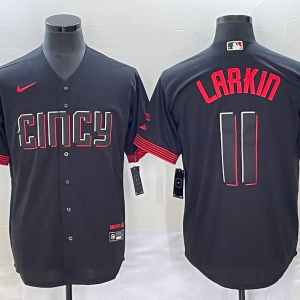 MLB Cincinnati Reds #11 Barry Larkin Black 2023 City Connect Stitched Jersey