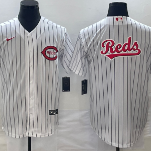 MLB Cincinnati Reds White Team Big Logo Cool Base Stitched Baseball Jersey