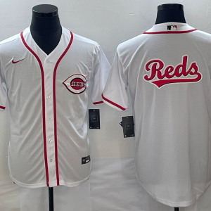 MLB Cincinnati Reds White Team Big Logo Cool Base Stitched Baseball Jersey