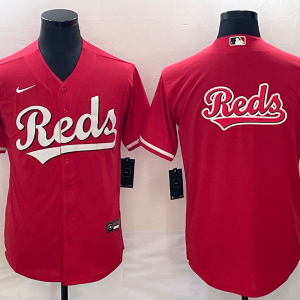 MLB Cincinnati Reds Red Team Big Logo Cool Base Stitched Baseball Jersey