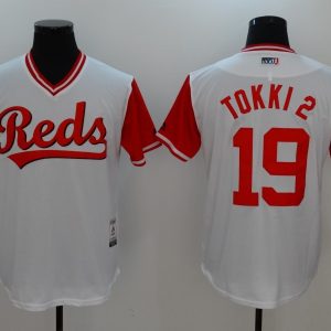 MLB Cincinnati Reds#19 Tokki 2 White Game Nike Jersey