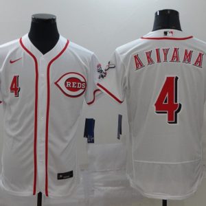 MLB Cincinnati Reds #4 Akiyama White Flex Base Elite Jersey