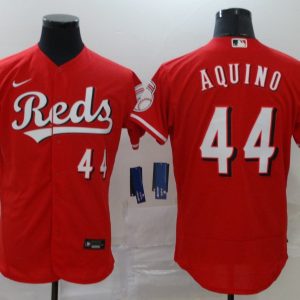 MLB Cincinnati Reds #44 Aquino Red Flex Base Elite Jersey