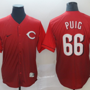 Men's MLB Cincinnati Reds #66 Puig Red Fadeaway Men Jersey