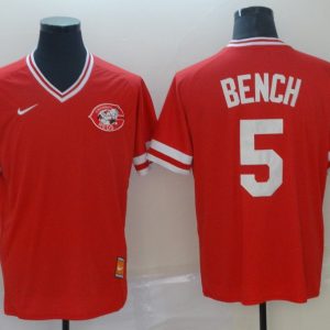 Men's MLB Cincinnati Reds #5 Bench Red Throwback Men Jersey